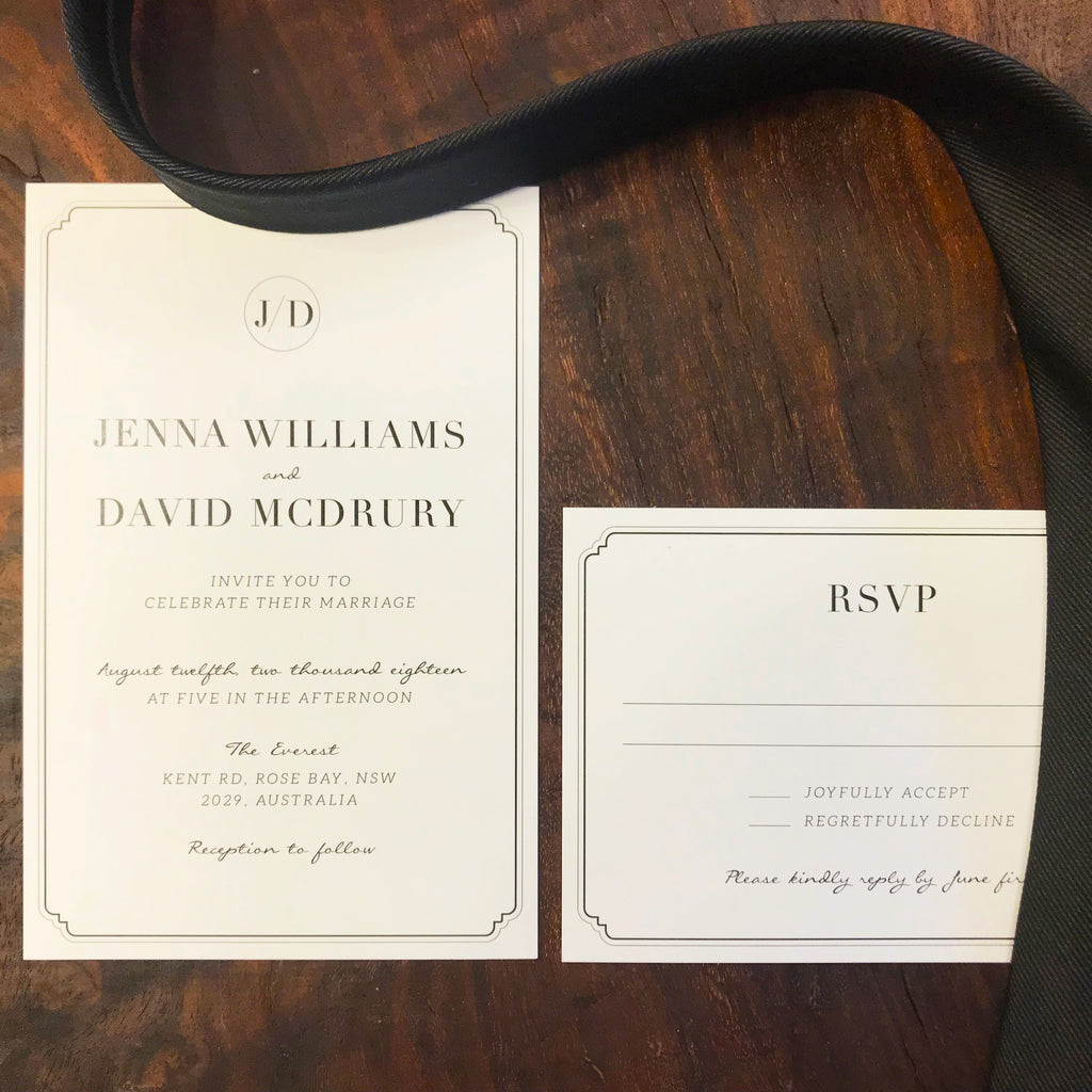 Black Tie Wedding Invitation
