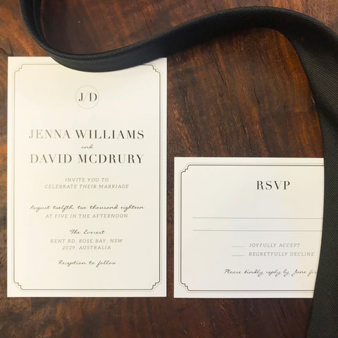 Black Tie Wedding Invitation